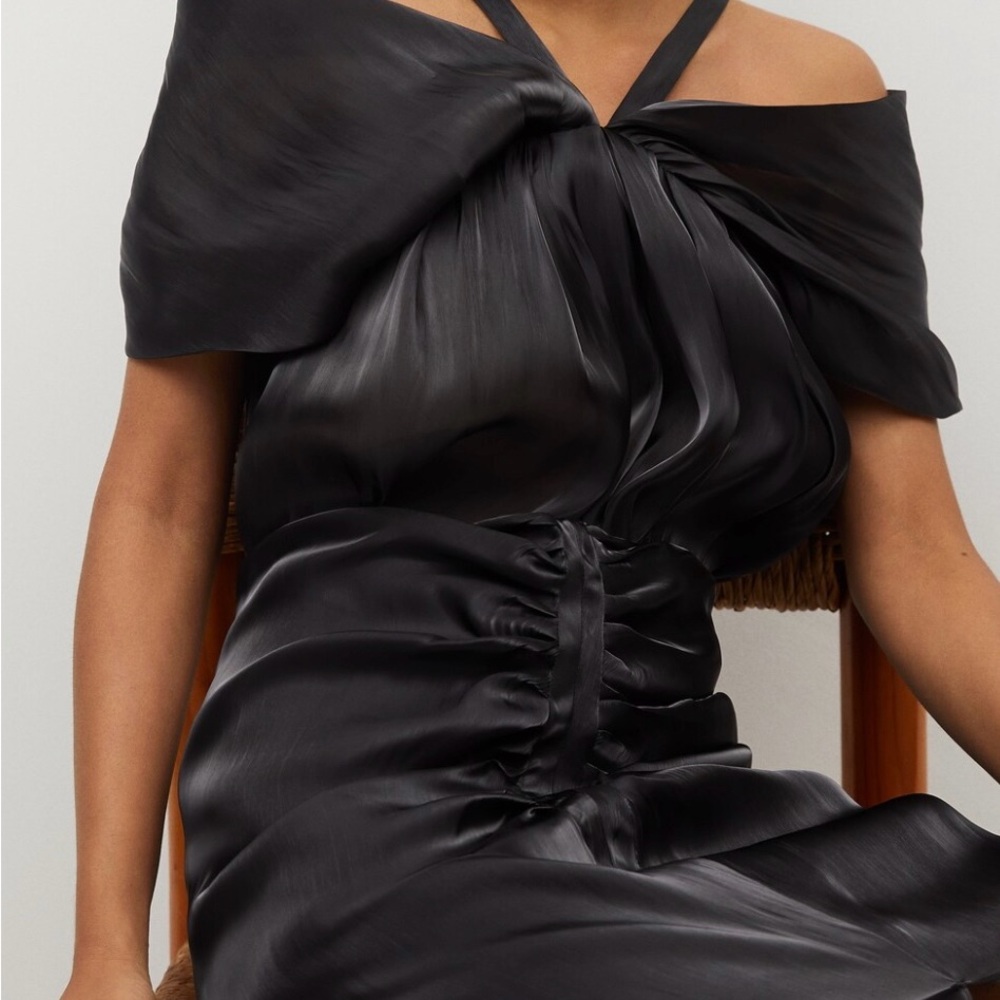 Elegant Black Off-Shoulder Satin Skirt Set